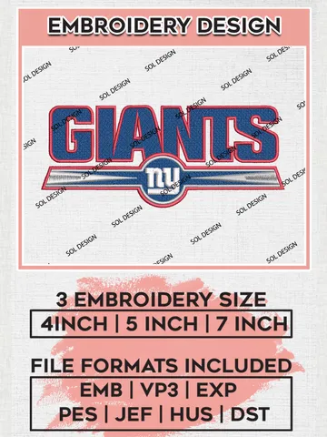 New York Giants Wordmark Logo Embroidery Designs, NFL Giants, NFL Logo Embroidery Files, NFL New York Giants Machine Embroidery Design, Digital Download $6.99