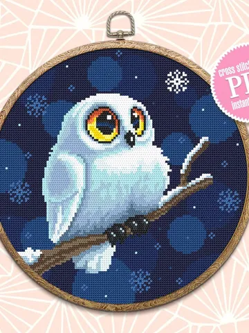 Christmas owl cross stitch pattern download PDF Cute snowy owl pattern, Easy xmas cross stitch, Holiday embroidery beginner, Home decor #N75 $4.60