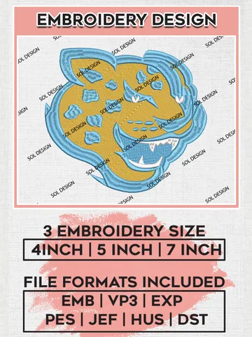 Southern Jaguars Embroidery Designs, NCAA Logo Machine Embroidery Files, NCAA Southern Jaguars Logo, NCAA Embroidery Designs, Machine Embroidery Designs, Digital Download $6.99