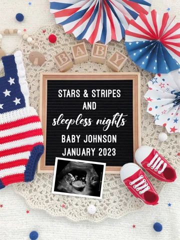 4th of July Pregnancy Announcement for Social Media, Patriotic Baby Announcement, 4th of July Baby Announcement Editable Digital Template $7.00