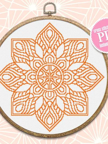 Flower mandala cross stitch pattern download PDF Easy mandala pattern digital PDF Monochrome cross stitch Floral ornament cross stitch #M7 $4.60