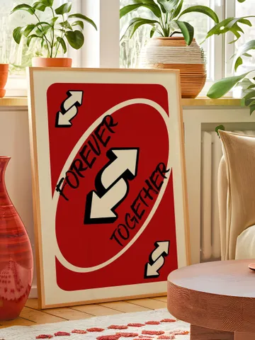 Forever Together play Reverse Card Wall Art Funny Meme Poster Digital Download Red Black Typography Pop Culture Print Game Room Meme Decor $2.46