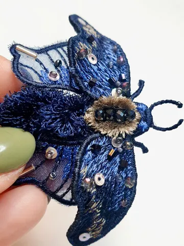 Brooch Moth machine embroidery design FSL, insect brooch, FSL brooch Free Standing Lace $9.24