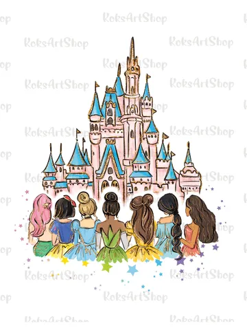 All princess Watercolor Princess PNG, Princess clipart png, Family vacation clipart, Family vacation png, Family trip, All princess design $4.00