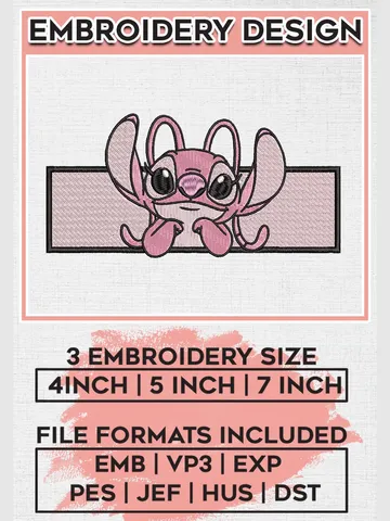Disney Angel Stitch Embroidery Designs, Lilo and Stitch Machine Embroidery Files, Cartoon Character Machine embroidery designs, Disney, 3 sizes, Digital Download EMB_CARTOON_136 $6.99