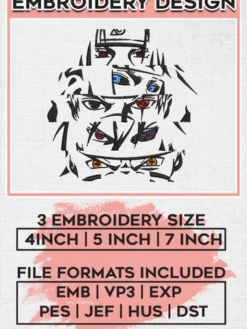 Naruto All Eyes On Me Embroidery Designs / Anime Eye Logo Embroidery Files / Machine Embroidery Pattern EMB_ANIME_47 $6.99