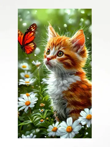 Cross stitch patterns / Kitten with a Butterfly $1.99
