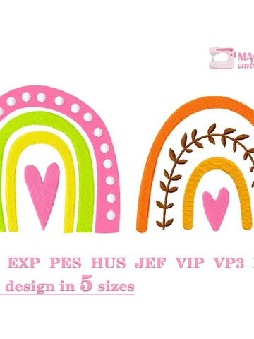 Boho rainbow embroidery design bundle, Machine embroidery rainbow 5 sizes, Baby embroidery patterns, Embroidery files bohemian rainbow #R12 $3.70