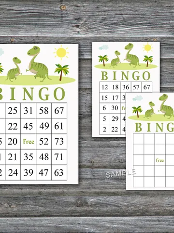 Dinosaur bingo cards,Dinosaur bingo game,Dino Printable bingo cards,60 Bingo Cards,INSTANT DOWNLOAD--371 $3.95