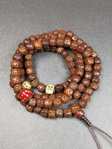 Gandhanra 108 Tibetan Rudraksha Beads Mala,Prayer Beads Necklace,Rosary Beads for Meditation,Diameter 0.35&quot;, Circumference 35&quot; $189.99