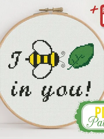 I Believe in You Cross stitch pattern Quote Cross stitch pattern Bee Leaf Rebus PDF Format Instant Download Home decor Modern $4.29
