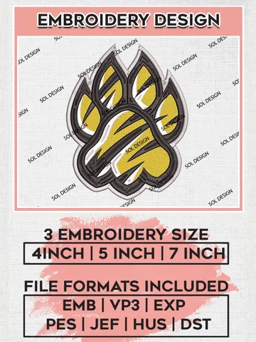 NCAA Towson Tigers Footprint embroidery designs, NCAA Towson Tigers Team Embroidery, NCAA Machine embroidery designs, Machine embroidery designs, Digital Download $6.99