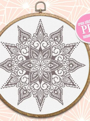 Monochrome mandala cross stitch pattern download PDF Flower mandala pattern digital PDF Floral ornament cross stitch chart Home decor #M181 $4.60