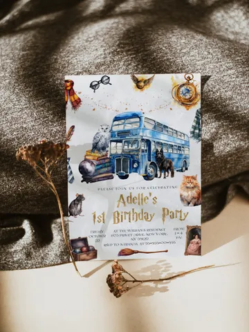 The Chosen One Invitation; Wizard Birthday Party; Magic School 1st Birthday Invitation Template; Editable Wizarding World Invitation; $12.78