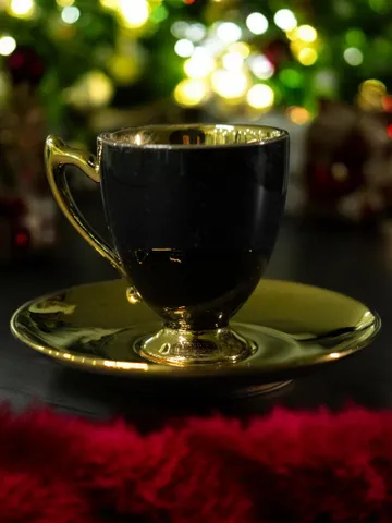 Black And Gold Porcelain Tea Cups and Saucers | Tea Cups Saucers Set | Porcelain Set | Elegant Teaware | Gift For Tea Lovers, Gift For Her $129.99