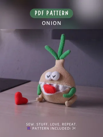 PDF Softie Pattern β Onion Plush Toy with Pocket Mouth $9.00