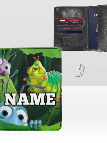 Bug's Life Passport Cover Custom NAME, Passport Holder High-Grade Microfiber Leather $36.00
