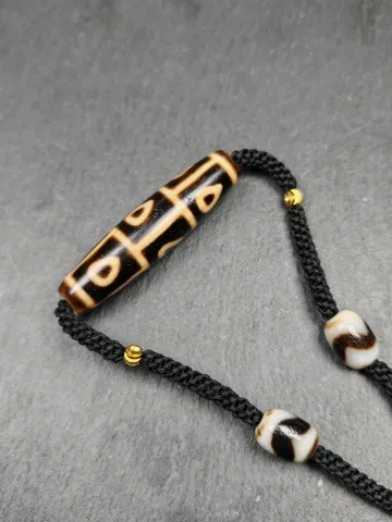 Gandhanra Antique Tibetan 9 Eyes Bodhi Dzi Bead Necklace, 2.13&quot; x 0.51&quot;, 30 Years Old,Protective Jewelry,Spiritual Gift $189.99