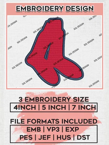 Boston Red Sox, MLB Sox Logo Embroidery Files, MLB Boston Red Sox Team Embroidery, MLB Teams, 3 sizes, MLB Machine embroidery designs, Digital Download $6.99