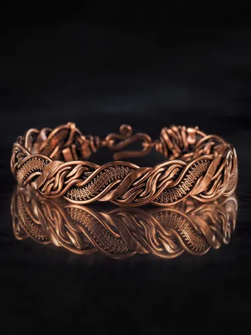 Woven copper wire bracelet Antique style handcrafted copper jewelry Unique gift $68.00