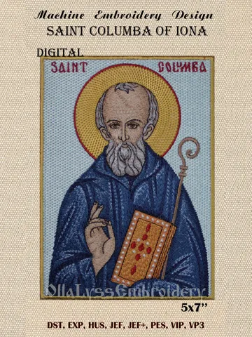 Saint Columba of Iona embroidery design $40.00