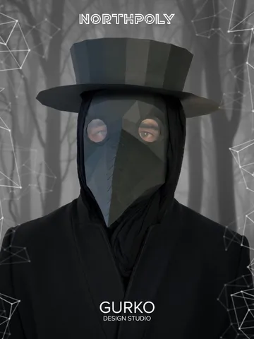 Papercraft Mask Of Plague Doctor, Digital Template, PDF Download, Gurko, 3D Low Poly Animal Mask, DIY Origami, Pepakura, Paper Mask, Costume $10.50