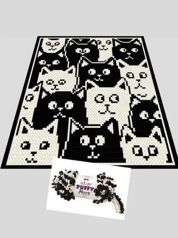 Funny Cats blanket-Loop yarn Finger knitted pattern $7.00