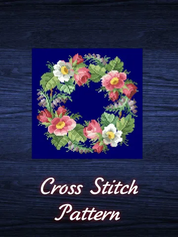 Antique Cross Stitch Pattern Flower Crown Digital Download PDF $5.50