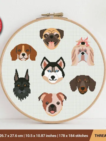 Dogs Cross stitch pattern | Embroidery Pattern | Instant Download | Embroidery Designs $5.94