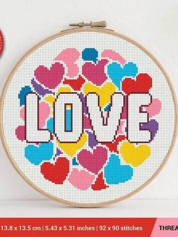Love Hearts Cross stitch pattern | Embroidery Pattern | Instant Download | Embroidery Designs $5.37