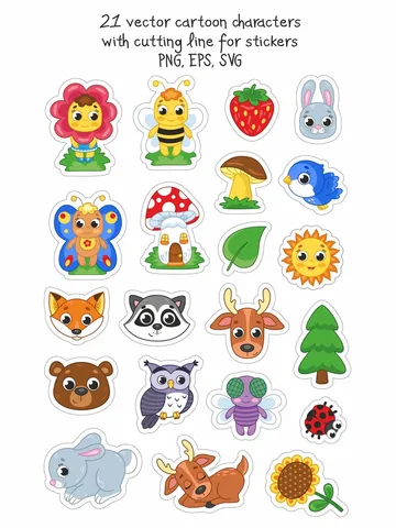 Cute vector cartoon illustrations for children
