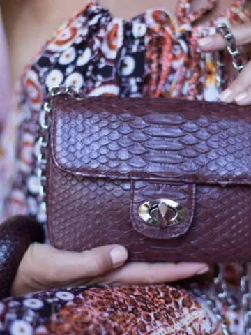 Genuine Python Skin Dark Brown Crossbody Bag | Adjustable Chain Classy Elegant snake Crossbody Small Lady Summer Bag | Brown Python Purse $170.00