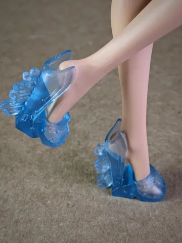Blue transparent sandals with high heels for 10.5 inch female dolls (MH, EAH) $24.00