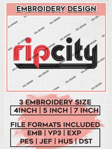 Rip City Machine Embroidery Design Files, Portland Trail Blazers Embroidery Design Files, NBA Teams Embroidery Design, NBA Machine Embroidery Designs, NBA Embroidery Designs, Digital Download