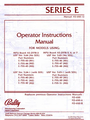 BALLY E-series Operation Manual