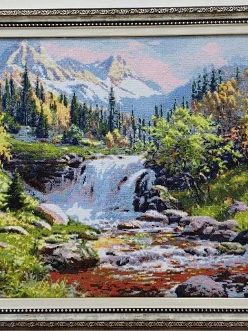 Mountain Spring Finished Cross Stitch Embroidery $225.00