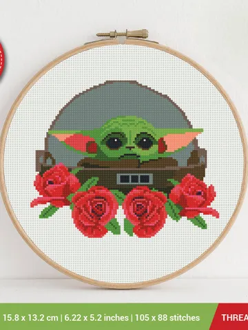 Yoda Baby Cross stitch pattern | Embroidery Pattern | Instant Download | Embroidery Designs $5.96