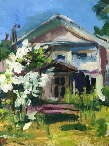 Vineyard Painting Barn Oil Art Opiginal Painting Floral Landscape Artwork $68.00