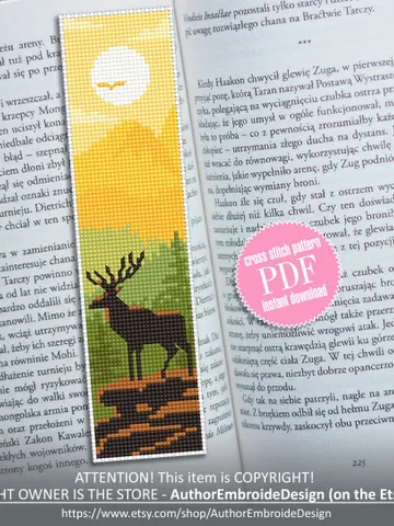 Bookmark cross stitch pattern digital PDF Handmade bookmark nature embroidery beginners Instant download Gift for book lover #B19 $4.40