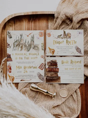 DIY Wizarding World Baby Shower Set; Magic School Baby Shower Template; School of Wizard Baby Shower invitation template; wh1 $22.95