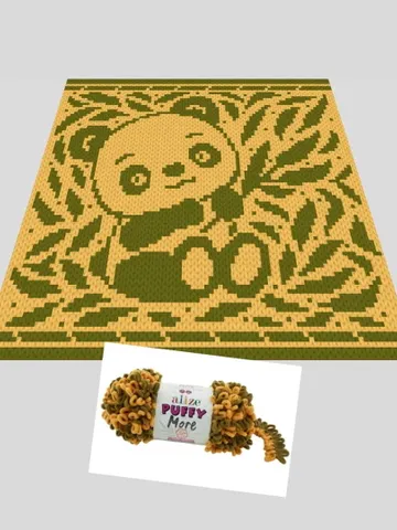Loop yarn Finger knitted Little Panda blanket pattern $6.00