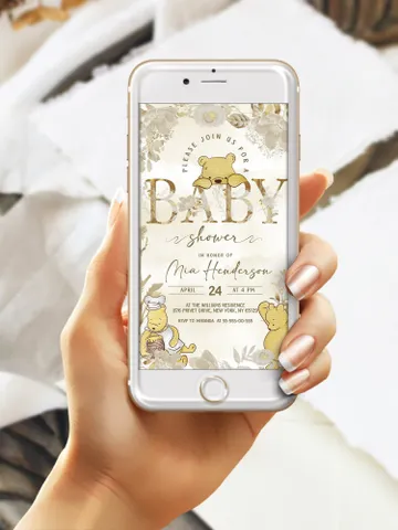 Classic Winnie Pooh Baby Shower Invitation; Neutral Baby Shower Template; Wizard Baby Shower Invite; Honey Bear Invite; Winnie Pooh pooh1 $11.62