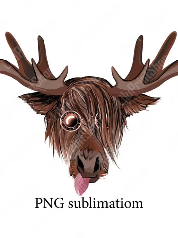 Funny Deer overlay png for sublimation design Deer head png Moose stick the tongue clipart Hand drawn reindeer Digital instant download $4.06