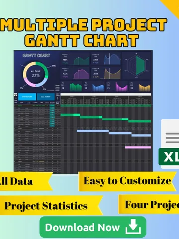 Gantt Chart Excel Template - Multiple Project Planning Templates for Task Management & Timeline Tracking - Digital Download $6.16
