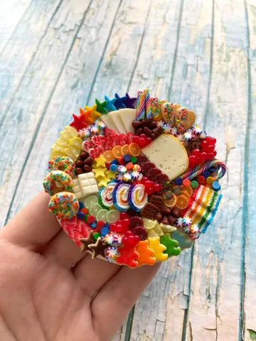Magnet Miniature Rainbow Charcuterie Board with Polymer clay Souvenir $32.00