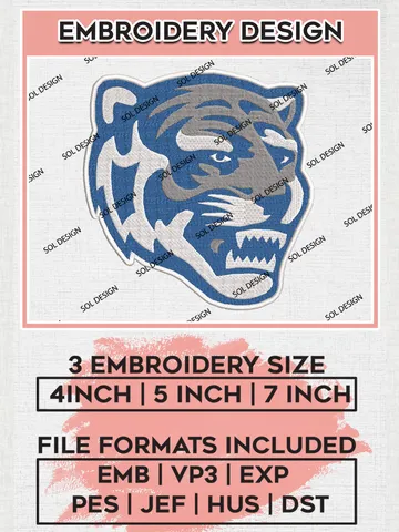 Memphis Tigers Embroidery Designs, NCAA Logo Embroidery Files, NCAA Memphis Tigers Logo, NCAA Embroidery Designs, Machine Embroidery Designs, Digital Download $6.99