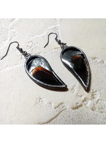black Raven mirror earrings, Crow witch earrings, Halloween, samhain, Goth black earrings, witchy aesthetic $40.00