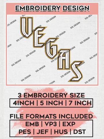 NHL Vegas Team Writing Logo Embroidery Designs, NHL Vegas Golden Knights Team Logo Embroidery, NHL Embroidery Designs, NHL Machine Embroidery Designs, Digital Download $6.99