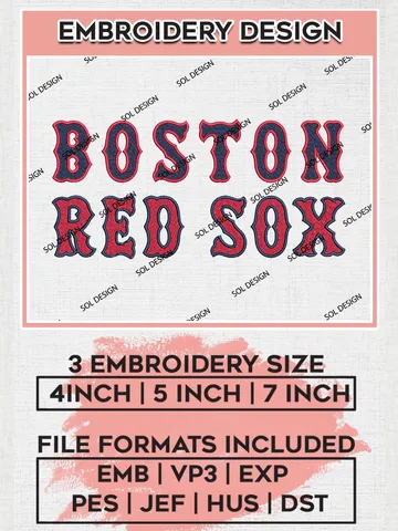 MLB Boston Red Sox Wordmark Logo Embroidery Files, MLB Boston Red Sox Team Embroidery, MLB Teams, 3 sizes, MLB Machine embroidery designs, Digital Download $6.99