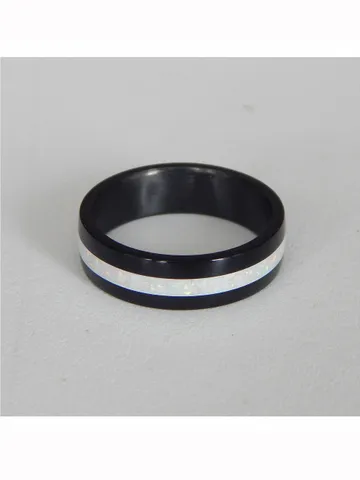 Stylish black ring. Carbon ring with synthetic opal. 8 $59.00
